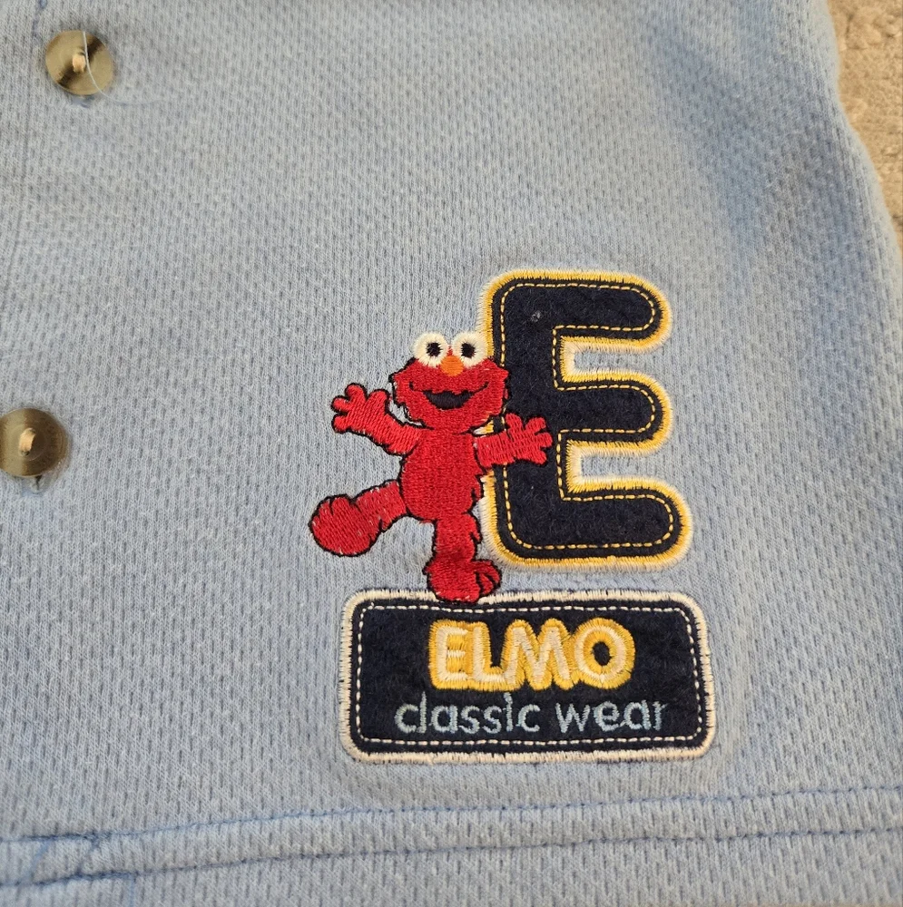 Vintage Y2k Sesame Street E Is For Elmo 2pc Shorts Polo Shirt Outfit